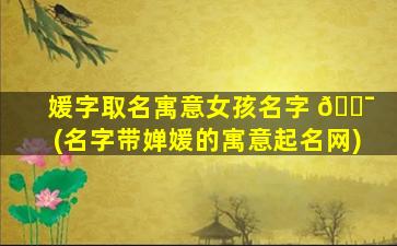 媛字取名寓意女孩名字 🐯 (名字带婵媛的寓意起名网)